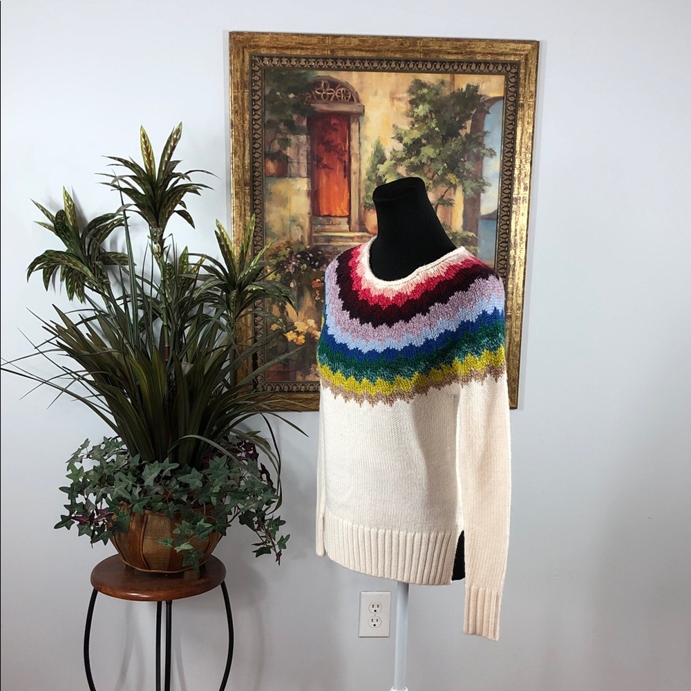 American Eagle Outfitters Rainbow Chevron Sweater XXS Wool Blend Pullover Y2K - Picture 5 of 10